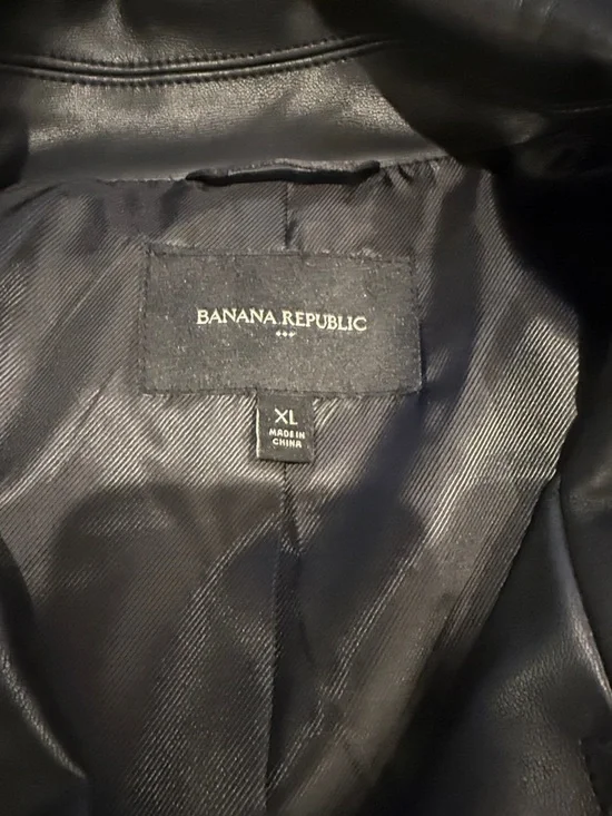 Banana Republic Black Vegan Leather Moto Jacket XL EUC - Picture 2 of 4